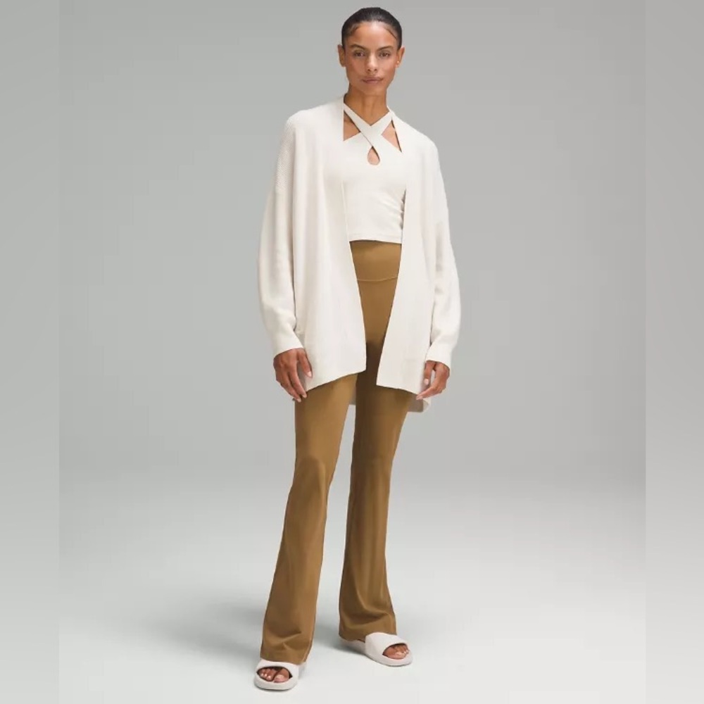 Lululemon Merino wool blend rib long cardigan wrap sweater size 2 NWT CREAM